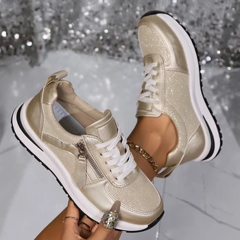 Women Sneakers Thick Soled Round Head Fashion Shoes Women Comfortable Breathable Casual Wear-resistant Sneakers Zapatos De Mujer 1