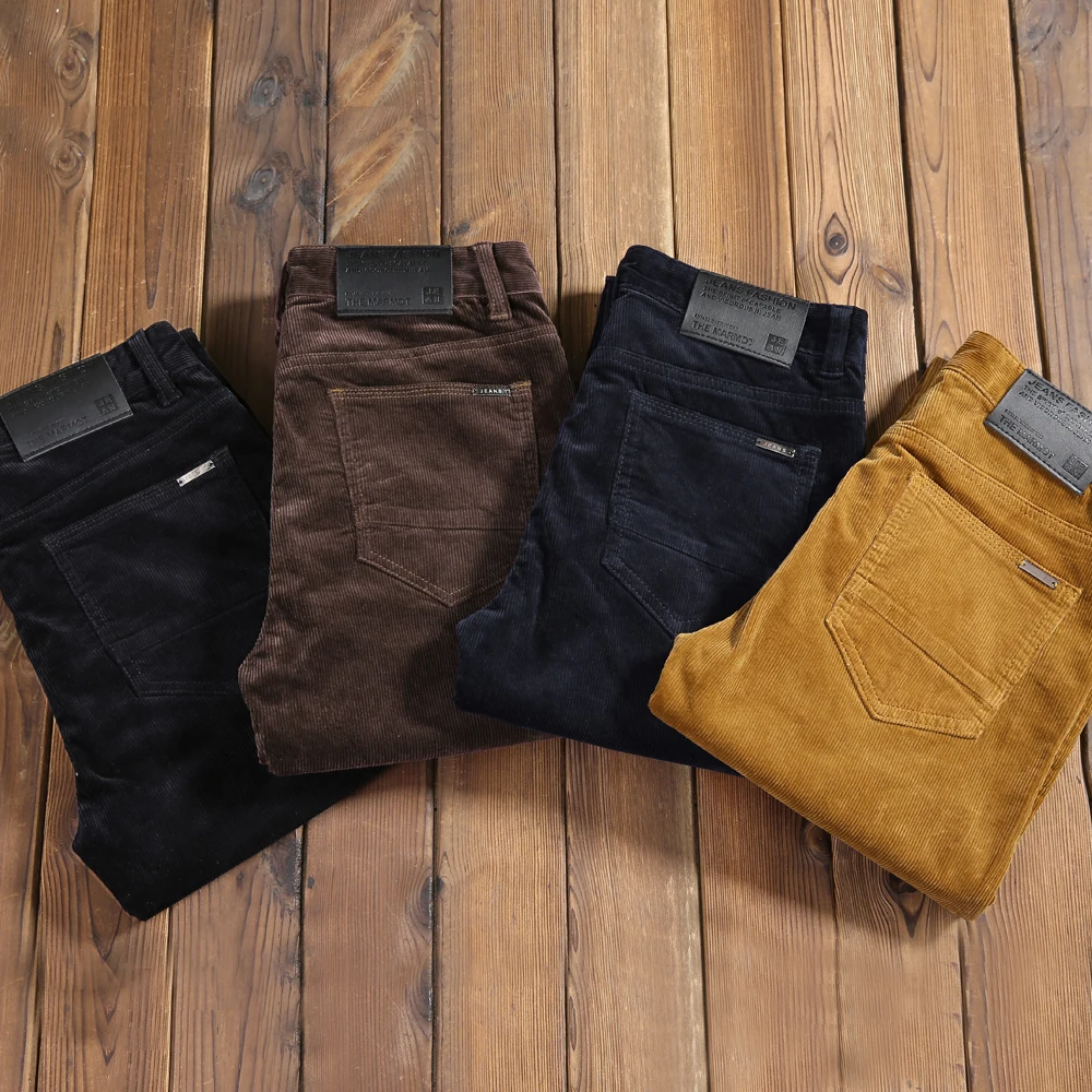 

New Autumn Men's Thick Corduroy Stretch Casual Pants Classic Style Khaki Slim Trousers Male Brand Clothes