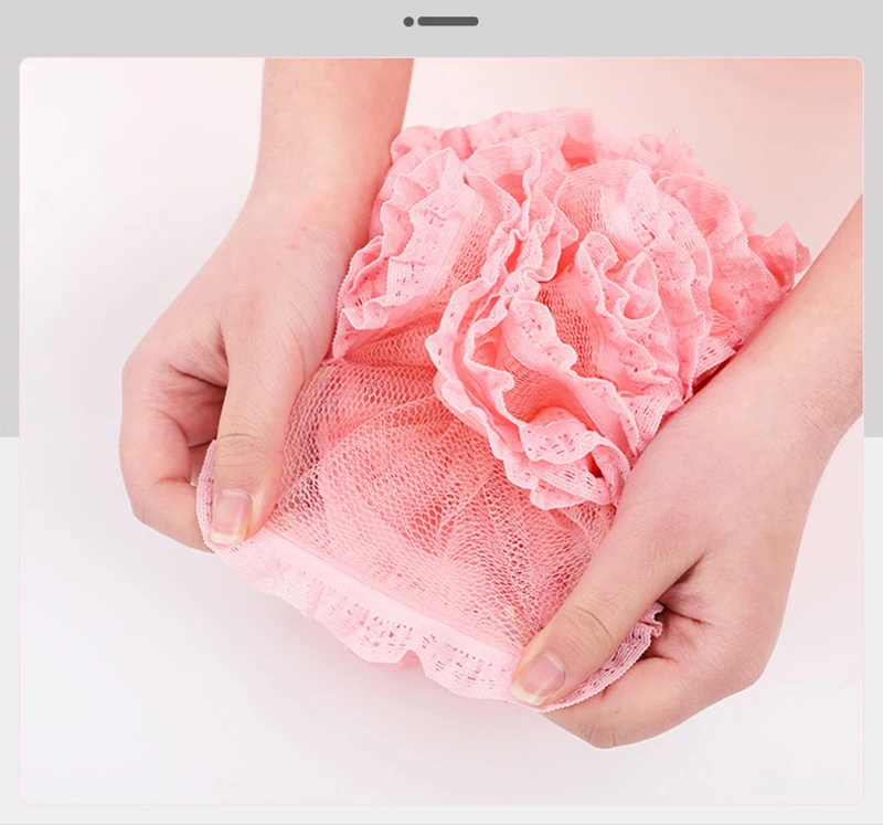 Body Scrub Glove Cute Lace Soft Sponge Bath Ball Shower Rub