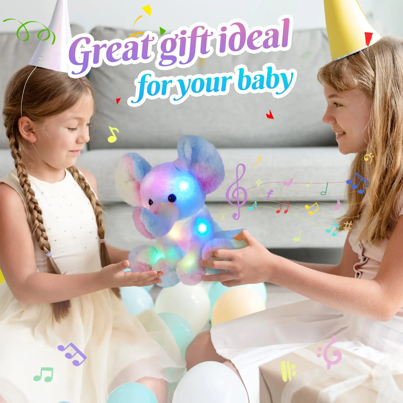 Plush Toy Elephant Doll Musical Glowing 28cm Throw Pillows Stuffed Toys for Girls Kids,plush toy