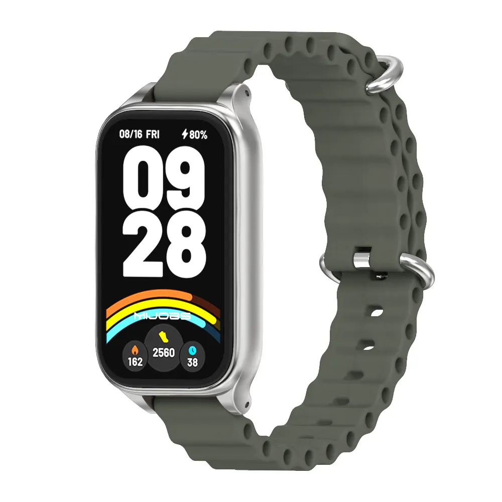 ตัวเลือกสินค้า สายรัดซิลิโคนสำหรับ Mi Band 9/8 Active นุ่มสบาย ใส่สบายตลอดวัน