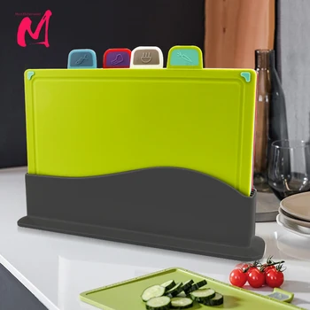 Plastic Cutting Board Set with Holder – Anti-Bacterial 1