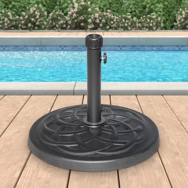 

27lbs Heavy Duty Powder Coated Resin Round Umbrella Base Black