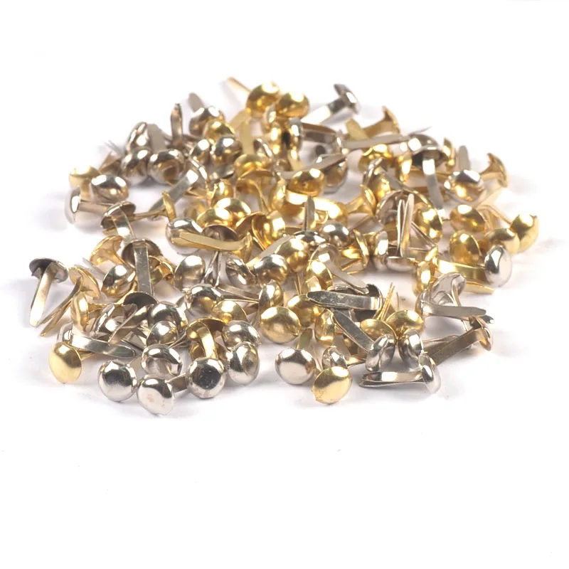 Mixed Gold Silver Metal Brads Scrapbooking Embellishment Fastener 100pcs/lot 4.5*8mm DIY Decoration Paper Card Crafts