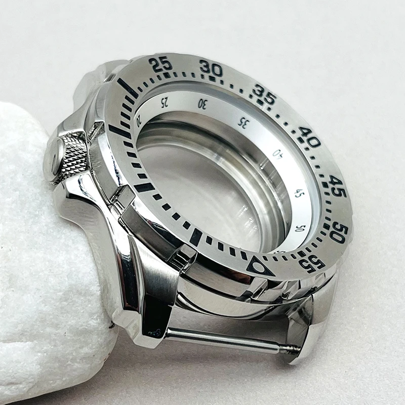 44mm Red Monster SRP601 Watch Case Fits Seiko 7S26 NH36 NH35 Movement Sapphire Crystal Glass Diver Watch Replace Parts