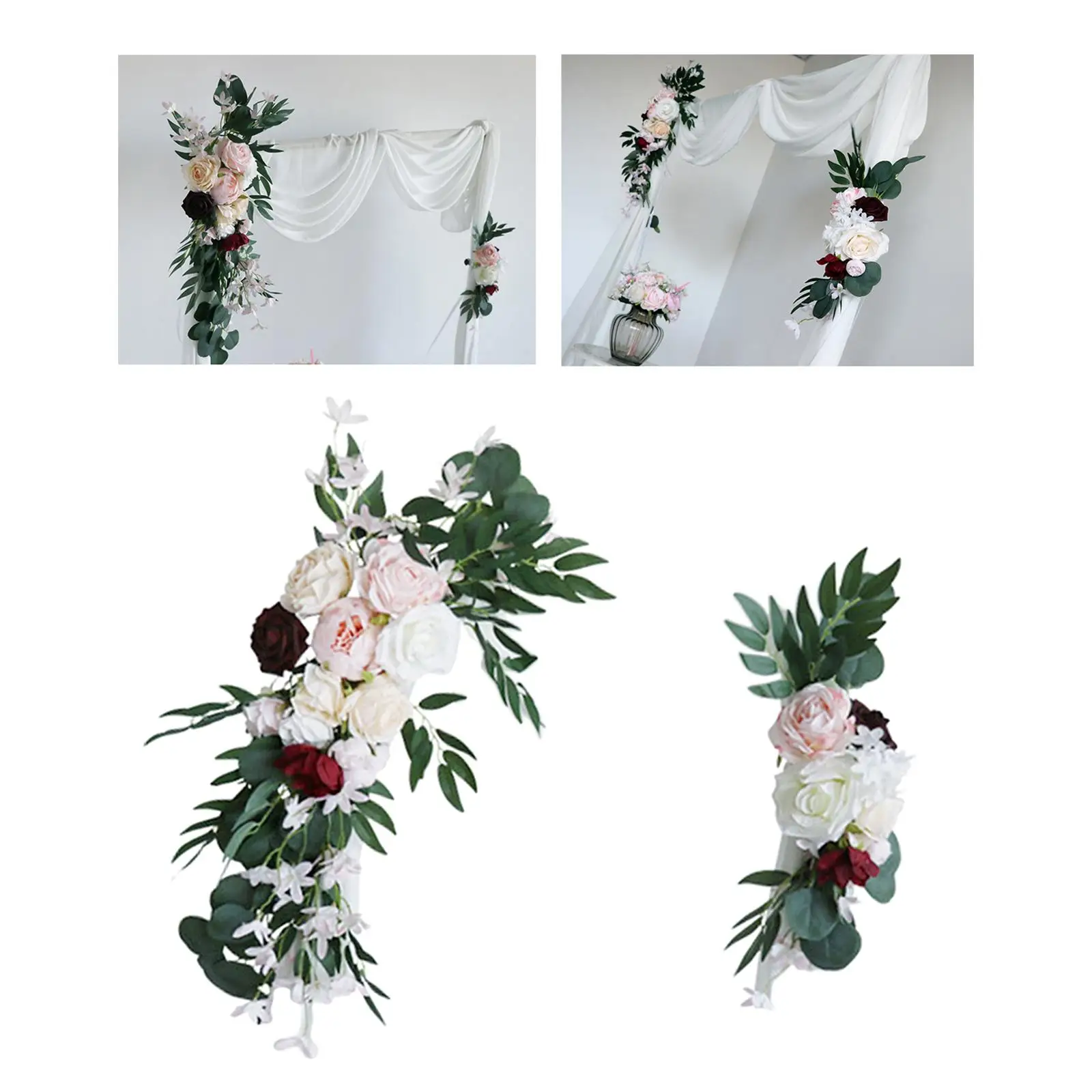 2Pcs Flower Swag Arch Floral Arrangement Artificial Floral for Backdrop Sign