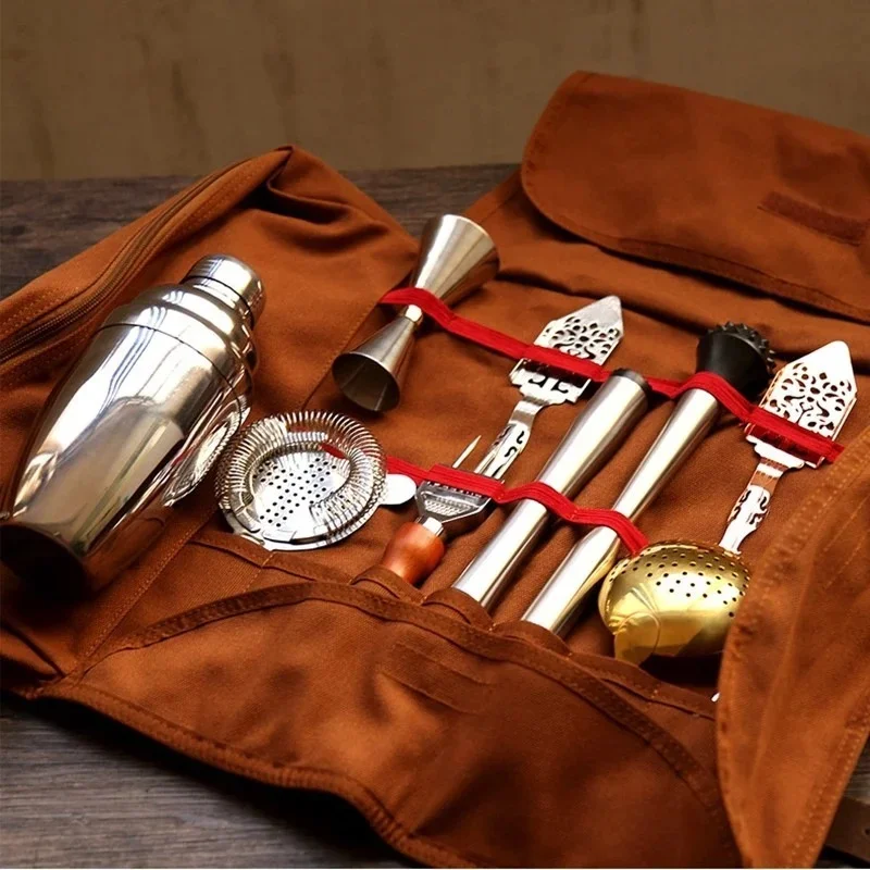 

Креативный набор инструментов для переноски, парусиновая сумка для бармена, набор инструментов для хранения коктейлей, шейкер