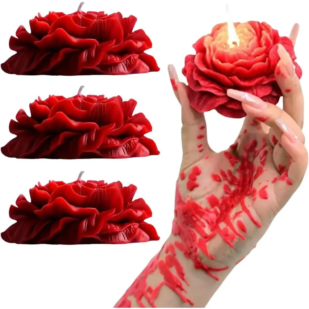Low Temperature Candles Red Rose Flower Shaped Scented Candles Low Heat Romantic Wax Play Massage Sex for Lovers