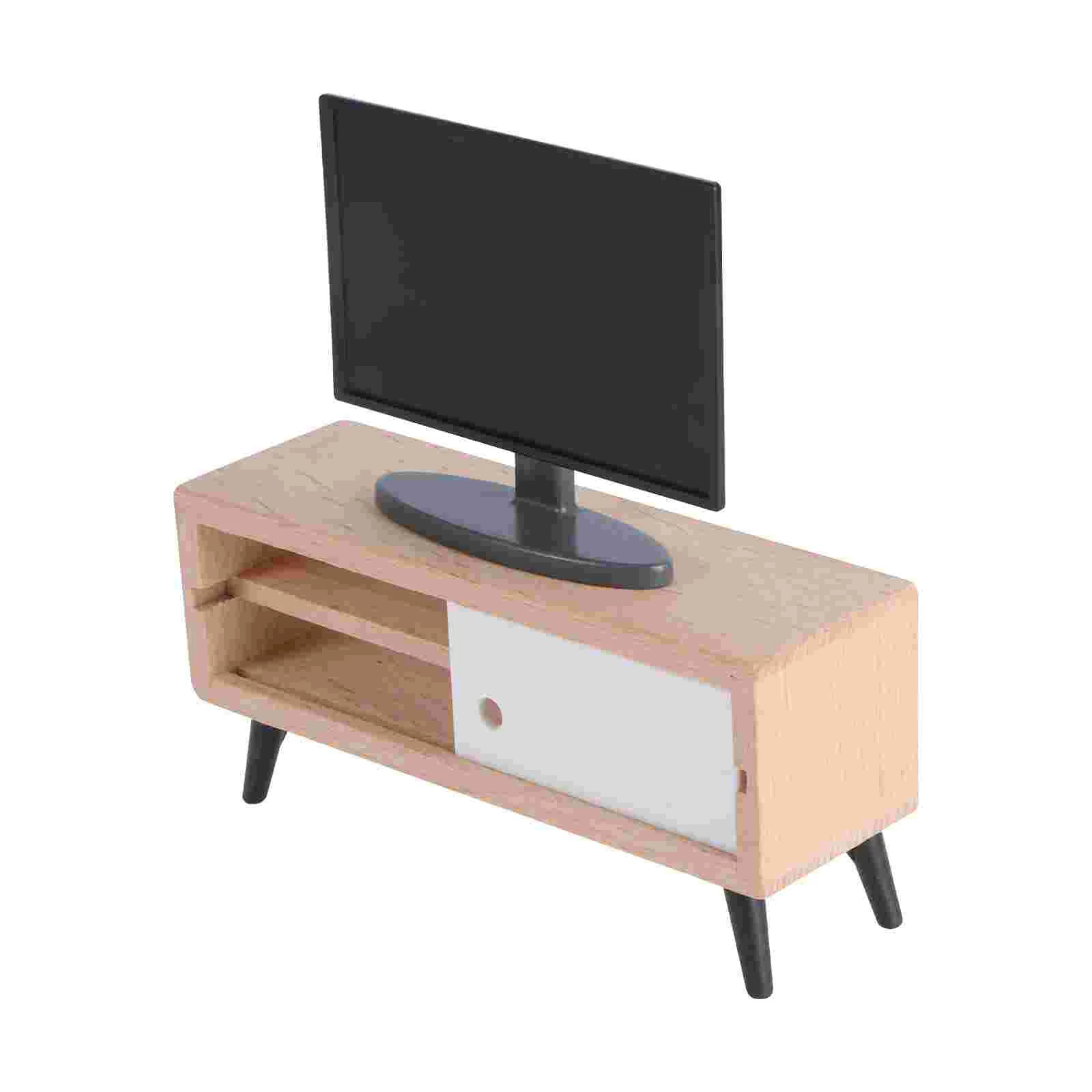 

1:12 Dollhouse Miniature Furniture TV Cabinet Television Pretend Play Toys Mini Appliance Ornament Furnishing Scene Model