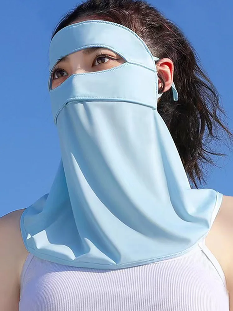Facekini Summer Sunscreen Hot New Ice Silk Mask Women Anti-ultraviolet Breathable Polyester Thin Cover Face