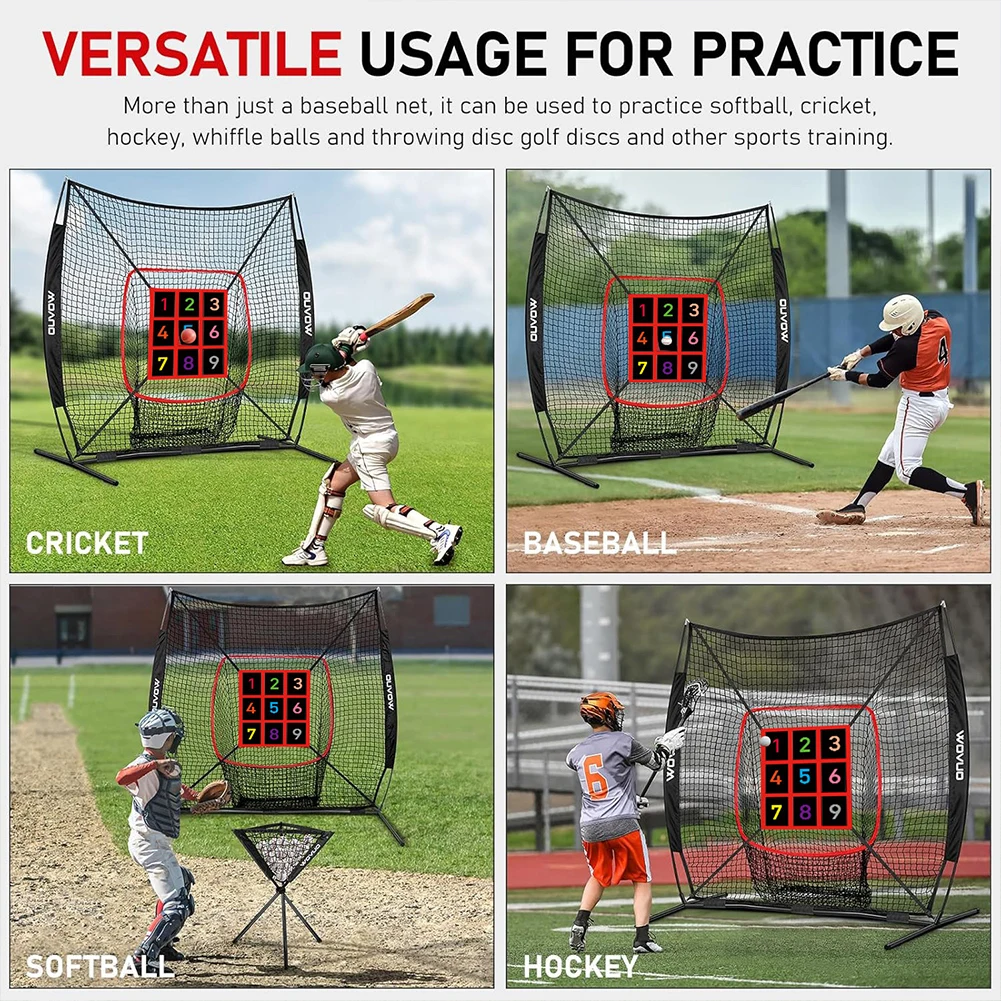 Portable Baseball and Softball Practice Net with Adjustable Strike Zone for Hitting, Pitching, and Catching