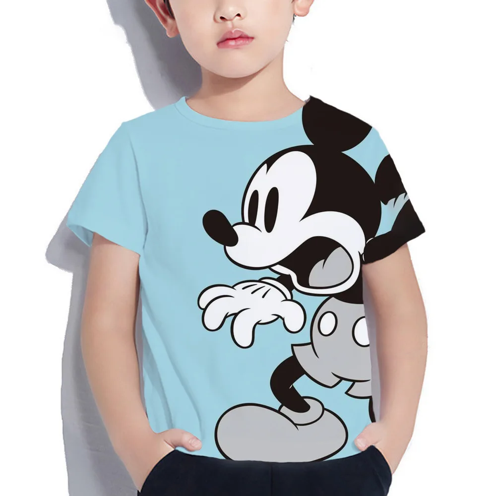 

T-shirt Summer 3D Printing New Mickey Minnie Disney Anime Round Neck Boys and Girls Children's T-shirt Short sleeved Top Clothes