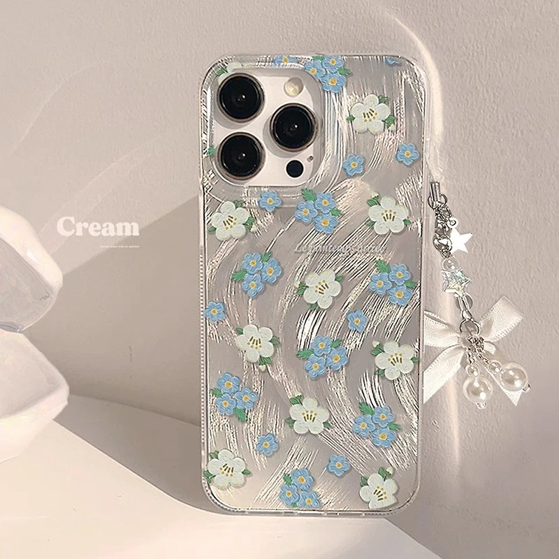 ForCute Fresh Floral Dazzle Lustre Lining Hard Phone Case