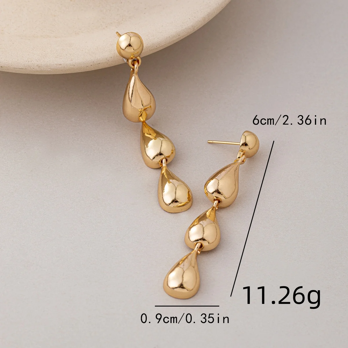 Sb4c275c8a1304465836d8d82d6d9b251F Vintage Simple Long Water Drop Earrings for Women Glossy Geometric Stud Earrings New Luxury Bridal Wedding Jewelry Gift Mallzona