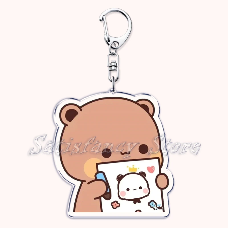 Bubu Dudu Cartoon Weiß und Grau Paar Bären Schlüsselanhänger Ring für Zubehör Tasche Anhänger Schlüsselanhänger Schmuck Fans Liebhaber Geschenke – Detail 36