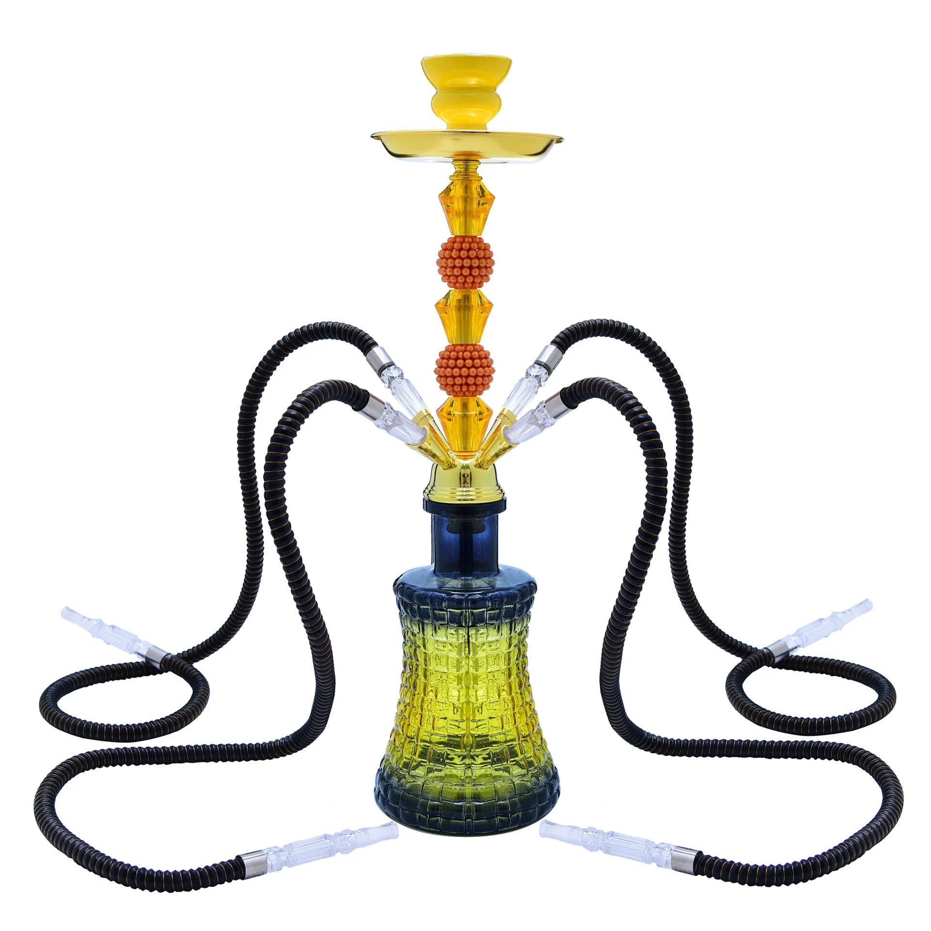 4 Hoses Glass Hookah for Smoking Shisha Pipe Narguile Complete Set Cachimba Chicha Pipa Nargile Accessories Bar Club Party