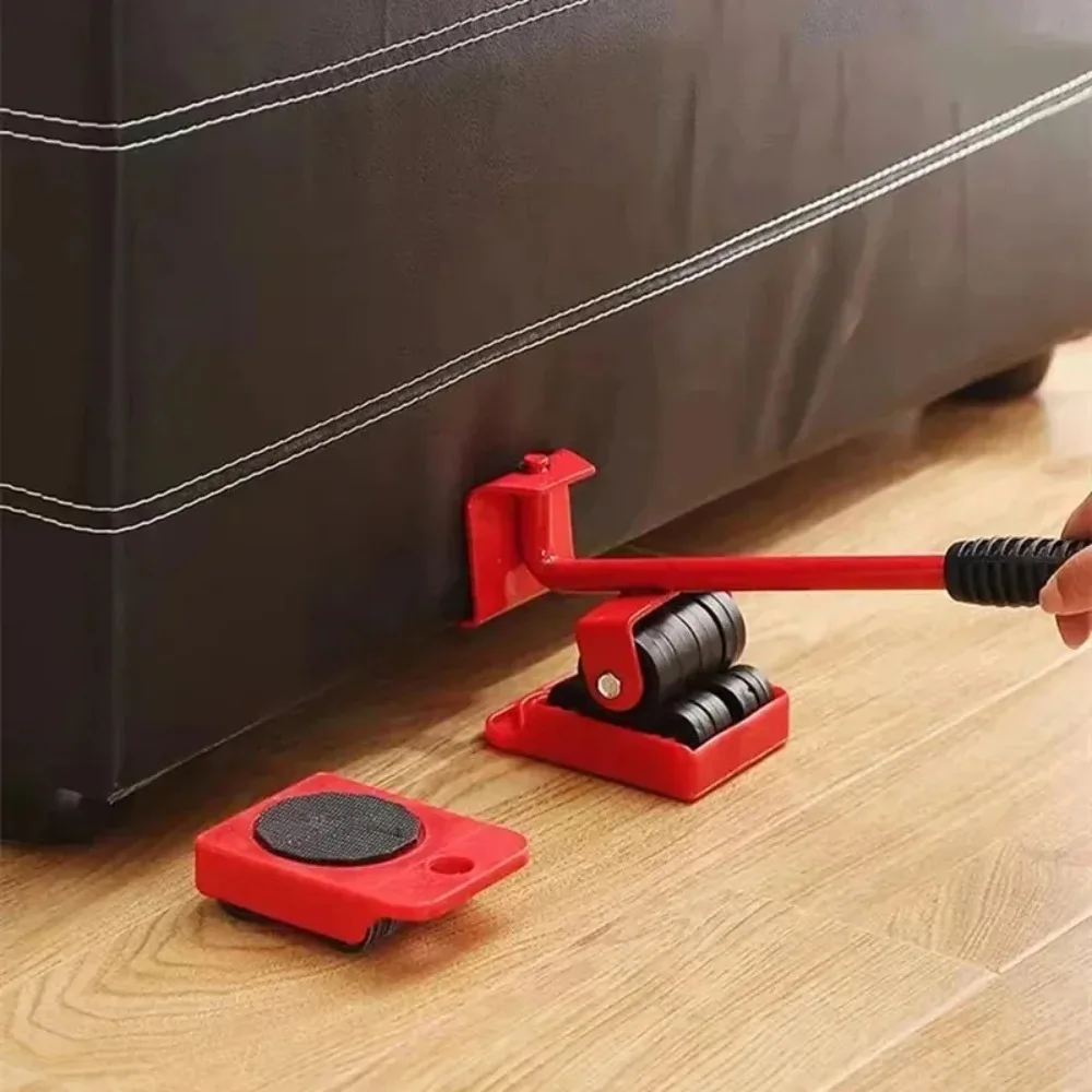 Set di Rulli per Spostamento Mobili, Attrezzo per Sollevamento e Trasporto, Barra con Ruote per Spostare Oggetti Pesanti, Dispositivo Manuale - immagine 4