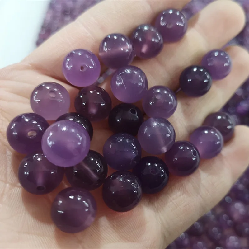 

DIY Ornament Accessories Purple Chalcedony 12mm Purple Agate Beads