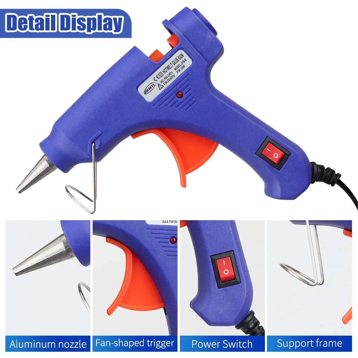 Hot Melt Glue Gun Hot Glue Gun 20W DIY Mini Household Industrial Guns Heat Temperature Thermo EU Electric Repair Tool Use 7mm Glue Sticks