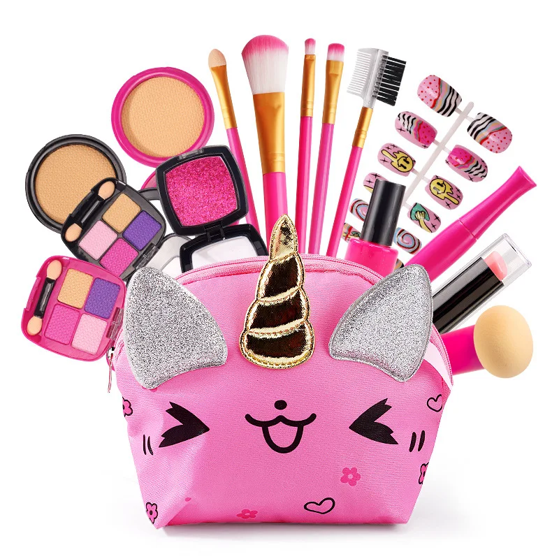 New Children's Cosmetics Toys Cute Cartoon Unicorn Bag Set Children Play House Toys Simulation Makeup Girls Birthday Gifts