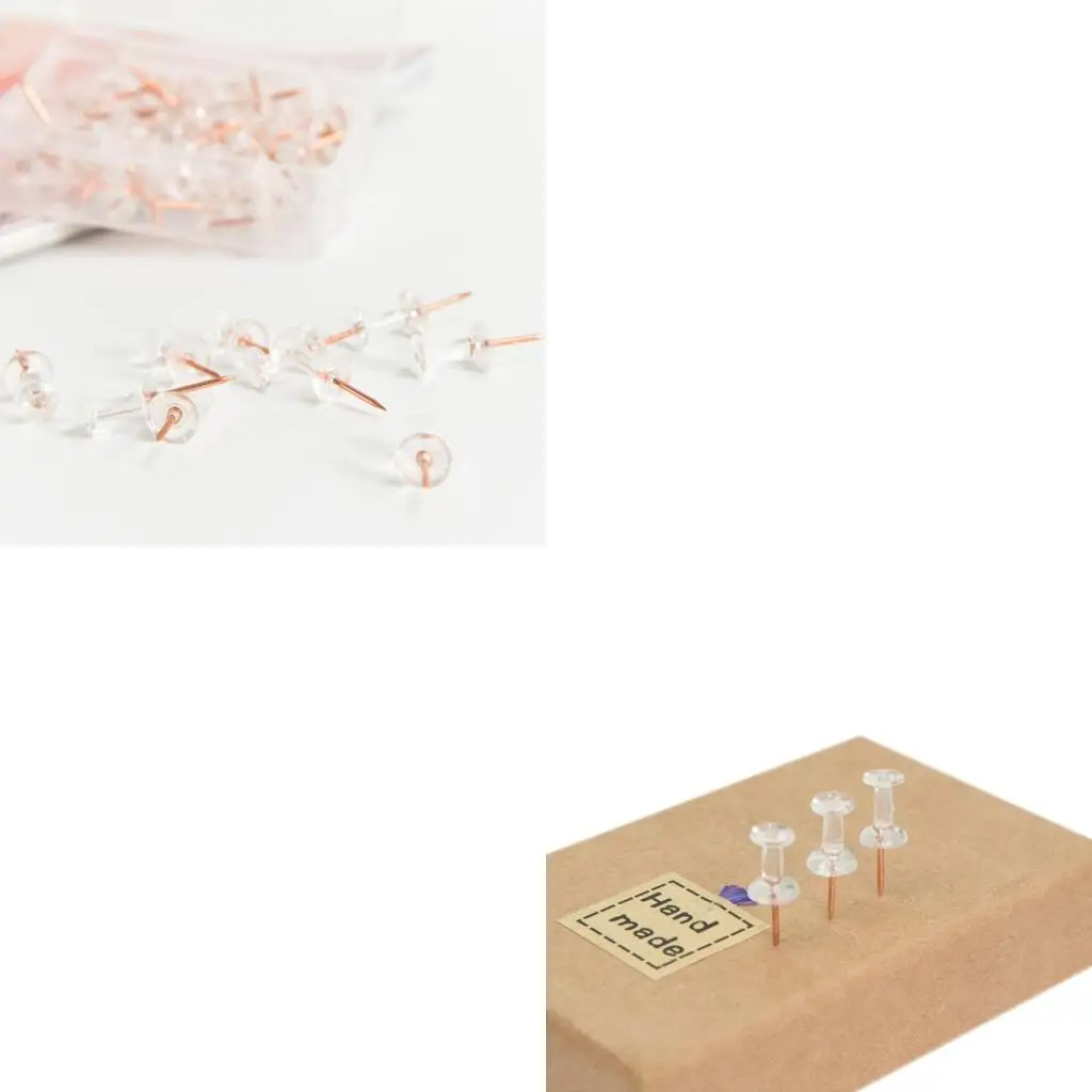 100개 투명 로즈 골드 푸시 핀 엄지 압정 보드 핀 드로잉 사진