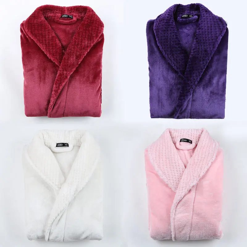 Women Extra Long Thermal Jacquard Flannel Bathrobe Winter Warm Plus Size Zipper Bath Robe Pregnant Dressing Gown Men Sleepwear