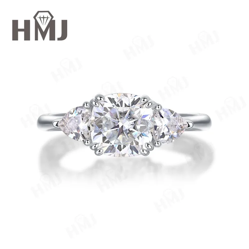 2,6 ct Moissanit-Ring, Farbe D, Reinheit VVS1, S925 Sterling-Silber, Kissenförmiger Schliff, edler Schmuck für Damen, Jahrestag, Hochzeit, Geburtstag – Detail 3