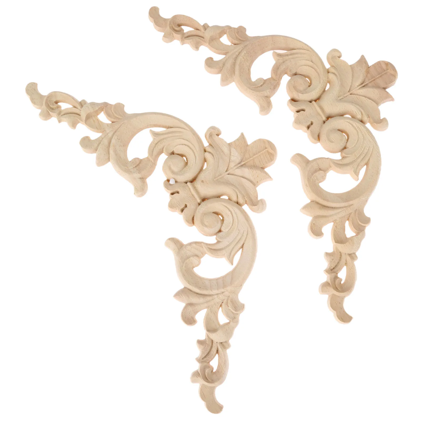 4pcs/set Wooden Decal Corner Hollow Branch Crown Oak Flower Board 8cm/3.15" European Style Decor Wall Door Cabinet Furniture 5