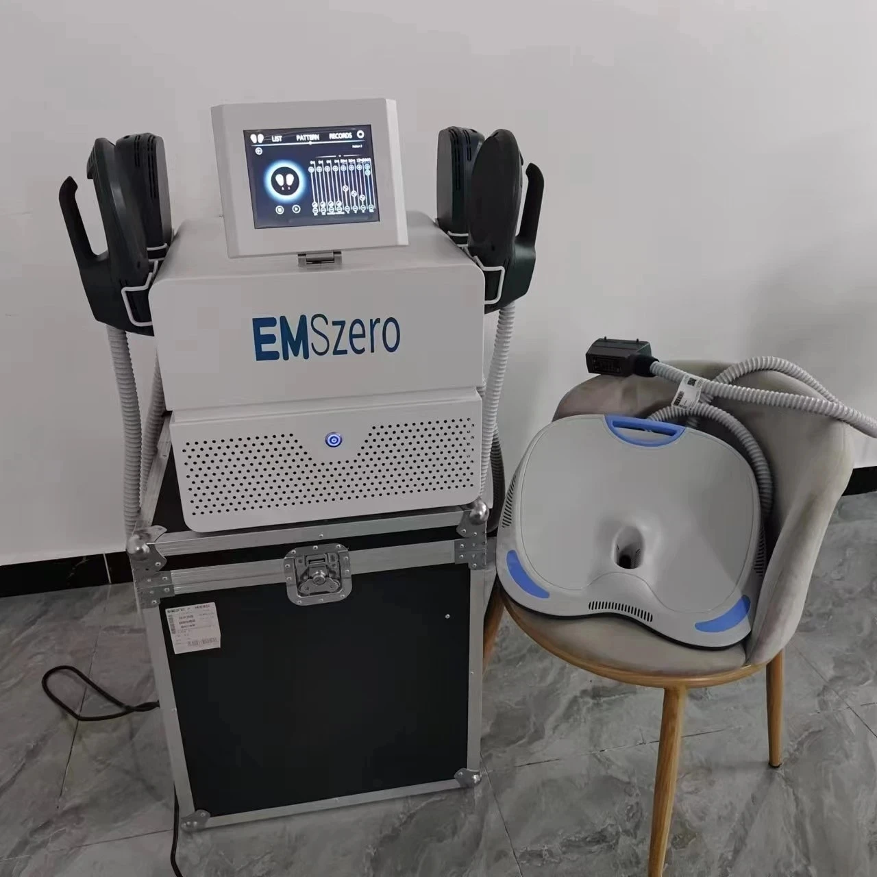 Emszero Nova EMS 6000W Neo Hi-emt Muscle Sculpt Machine With 4 Handles And Pelvic Stimulation Pad Optional EMSSlim plastic tpu shell with kickstand for huawei nova 7 se p40 lite 5g blue