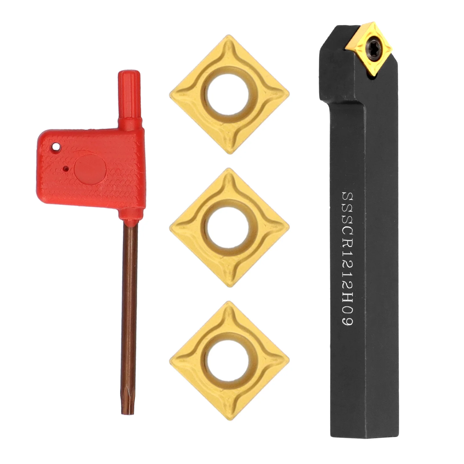 5PCS CNC Lathe Inserts Set With Shank And Screw Driver Rhombus Shape Alloy Steel Insert Cutter