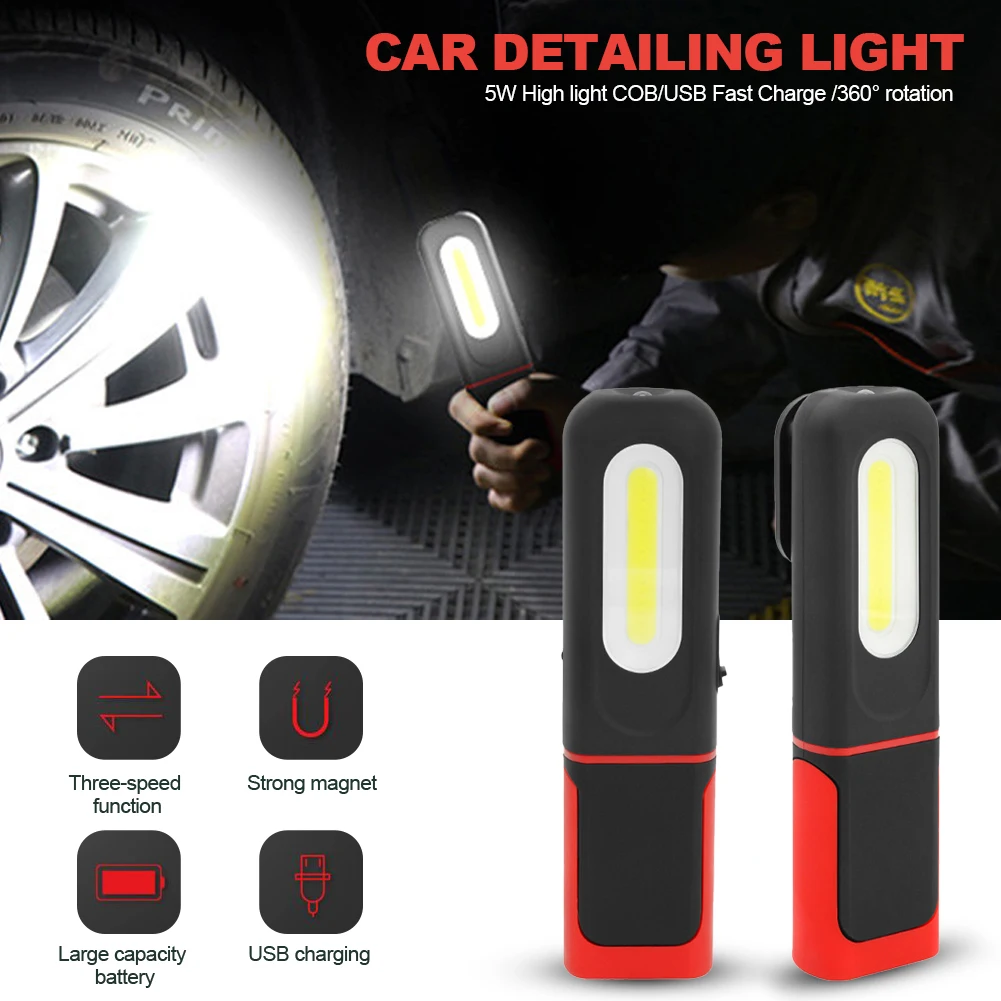 Leistungsstarke COB LED Arbeit Licht Auto Garage Mechaniker Lampe USB Aufladbare Taschenlampe Magnetische Taschenlampe Notfall Licht Warnlicht – Detail 1