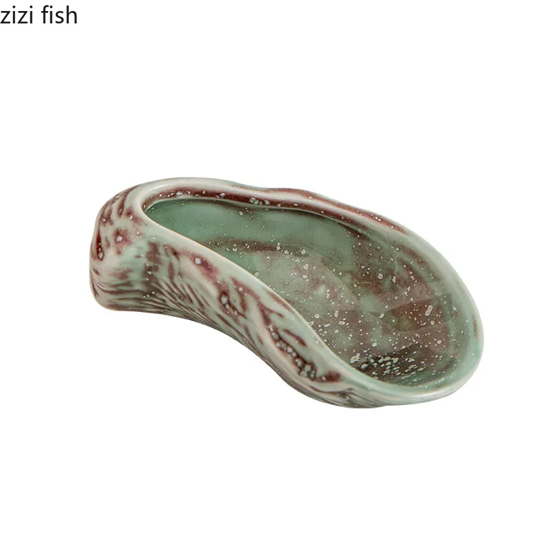 Vintage Kiln Changes Ceramic Oyster Plate Restaurant Seasoning Plate Snack Appetizer Plates Creative Specialty Tableware