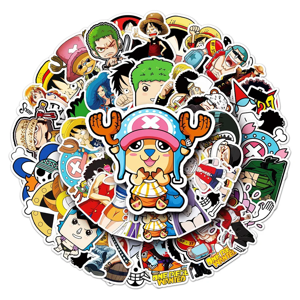 

10/30/50pcs Cool Anime ONE PIECE Stickers Kids Decals Toys Waterproof DIY Phone Skateboard Car PVC Cartoon Luffy Chopper Sticker