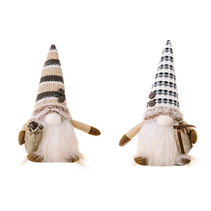 

New Home Decoration Ornament With Lights Coffee Bean Gnome Faceless Doll Ornament Glowing Gnome Figurine