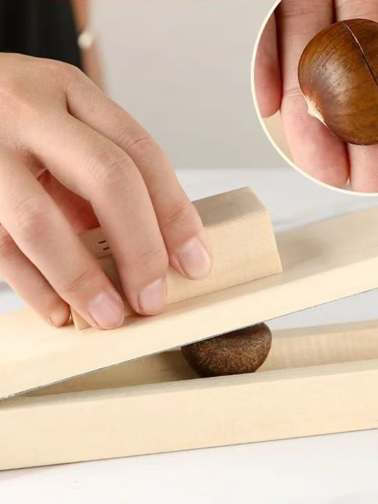 cone chestnut openers chestnut artefacts solid wood peeling raw chestnut lotus seed machine home cross open chestnut tool
