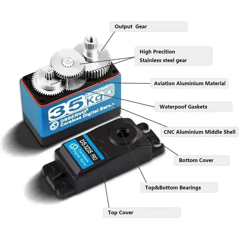 Servo numérique 35KG 7.4V DS3235 PRO IP66 avec bras 25T