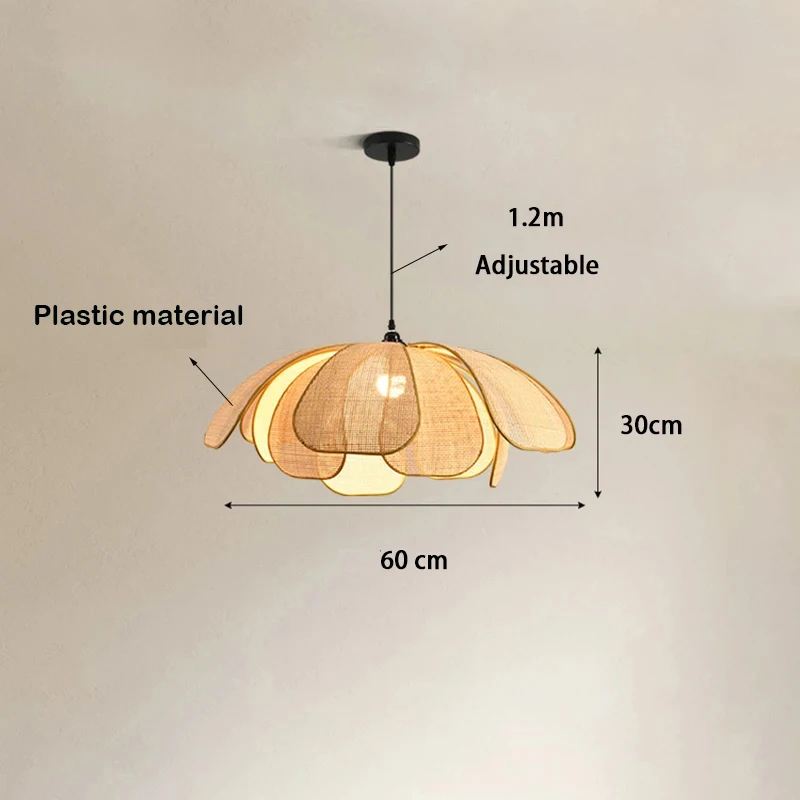 الثريا المصنوعة يدويًا من الروطان الطبيعي بتصميم ا...