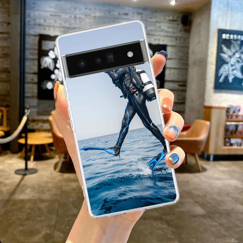 Transparent Soft TPU Phone Case with Diver Design – Clear and Durable Cover