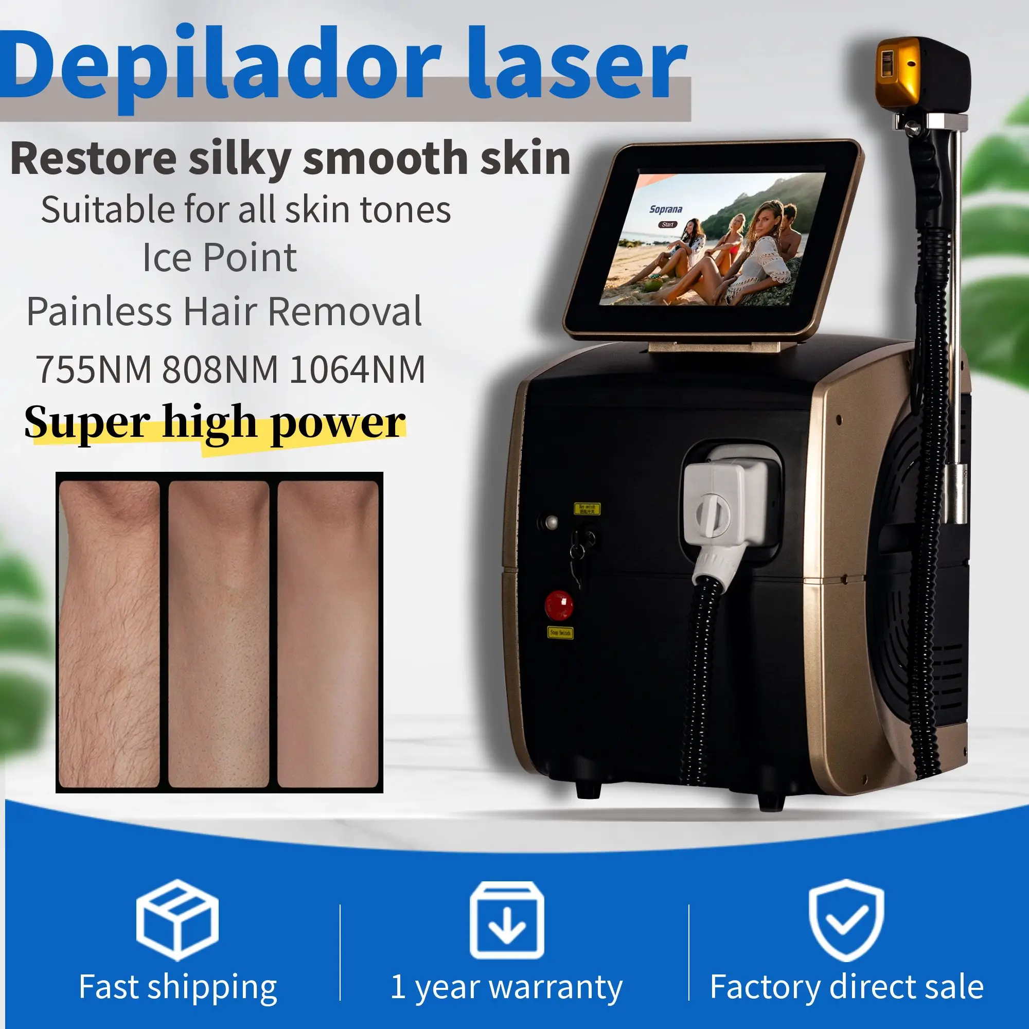 High Power Diode Laser Hair Removal Machine Depiladora Laser