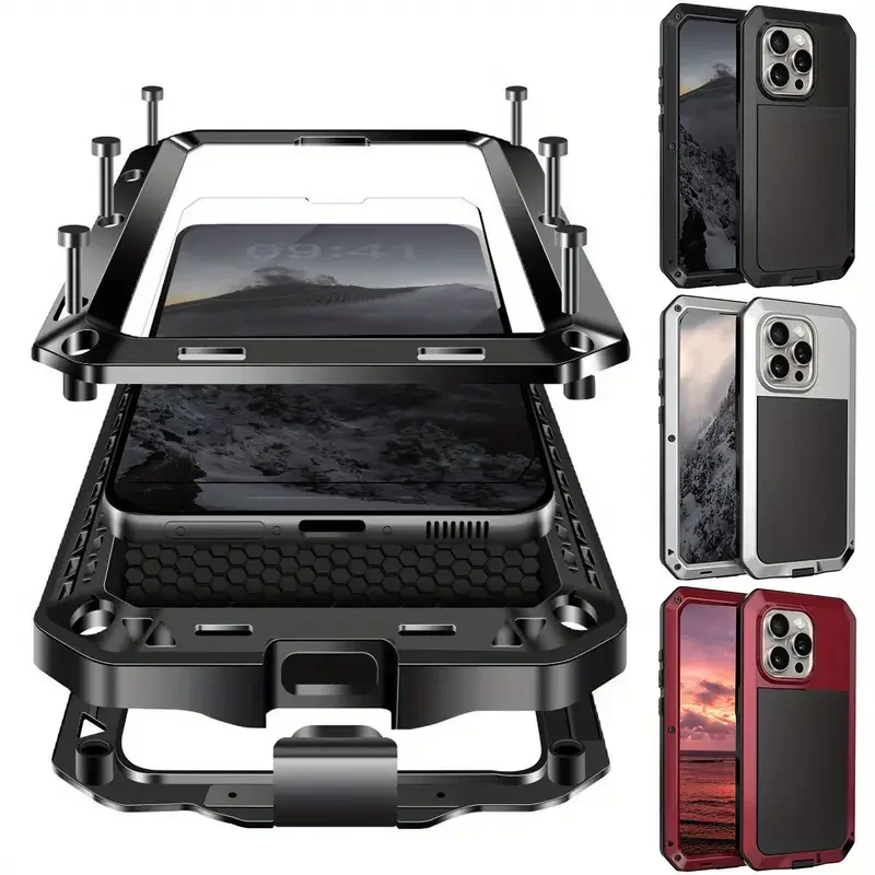 Heavy-Duty Protective Armor Metal Aluminum Shell Shockproof Case