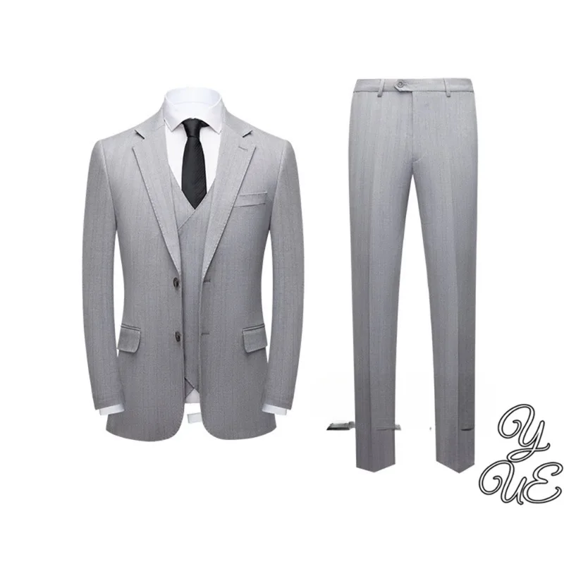 

2024 однотонный (костюм + майка + брюки) мужское Деловое платье 3 комплекта деловой Повседневный модный универсальный комплект для жениха 3 предмета