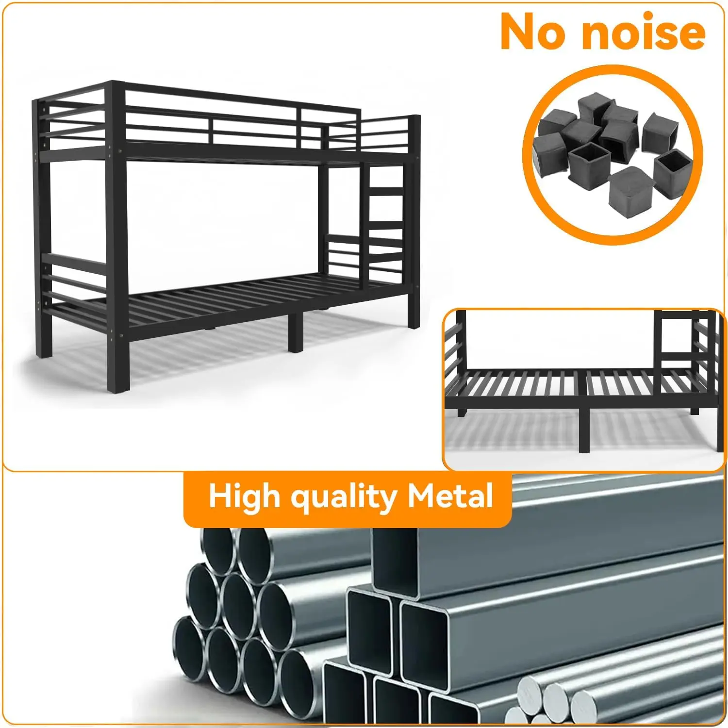 إطار، سرير معدني عالي التحمل ذو طابقين للبالغين/ال...