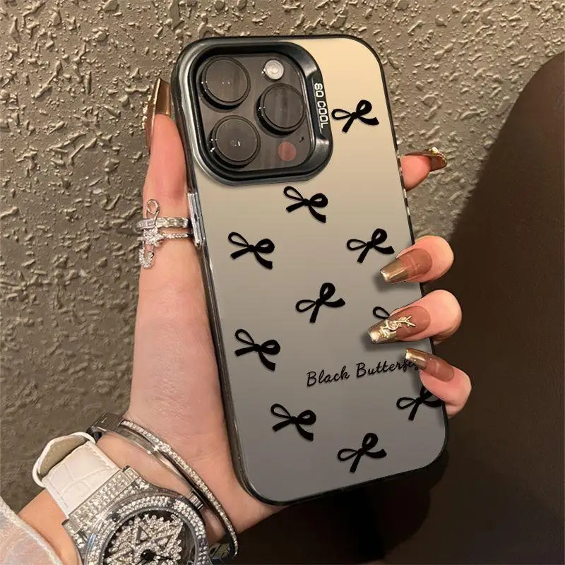 Cute Pink Stripe Bow Bowknot Laser Cartoon Luxury Phone Case