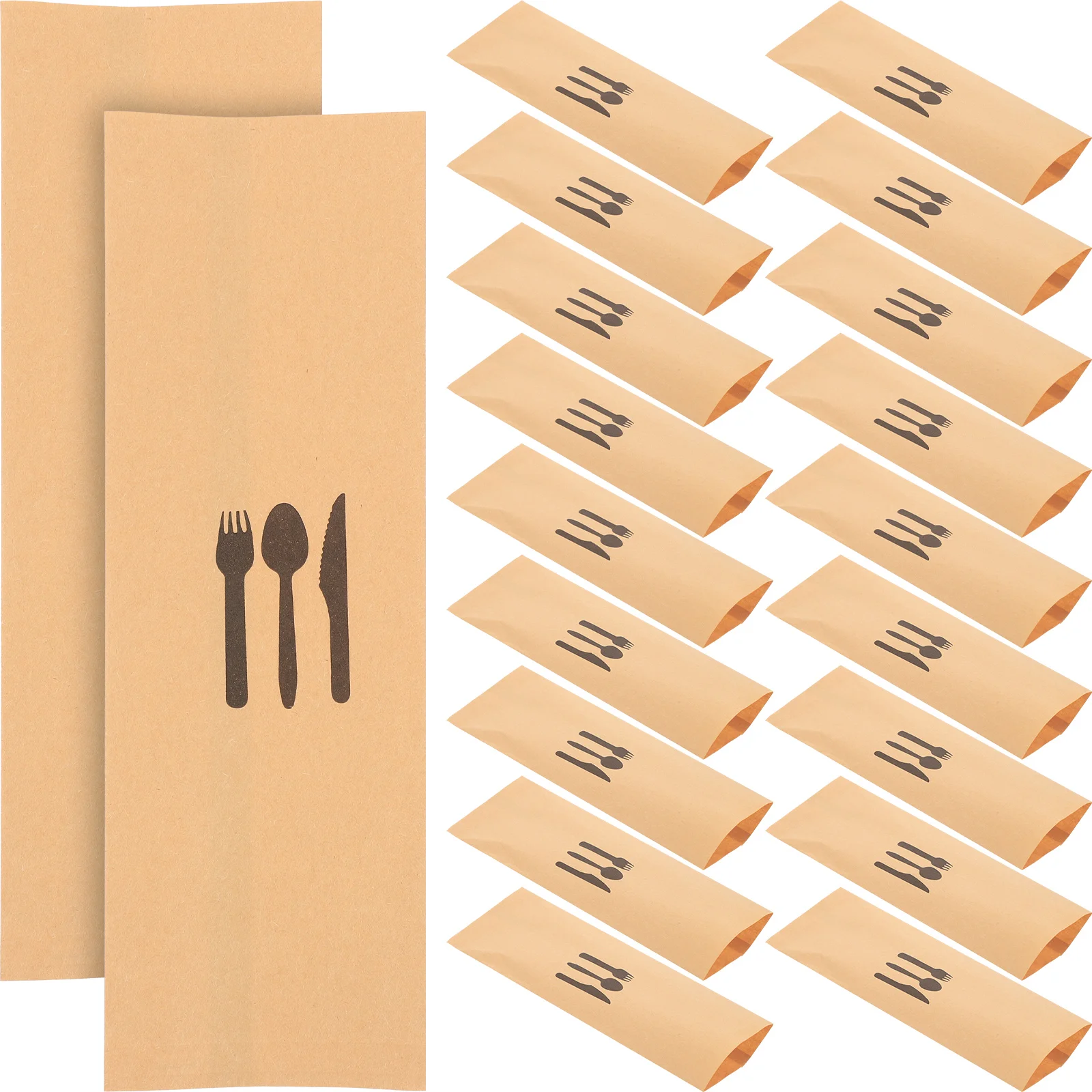 

Disposable Kraft Paper Cutlery Holders Party Cutter Fork Storage Bags Utensil Paper Pockets