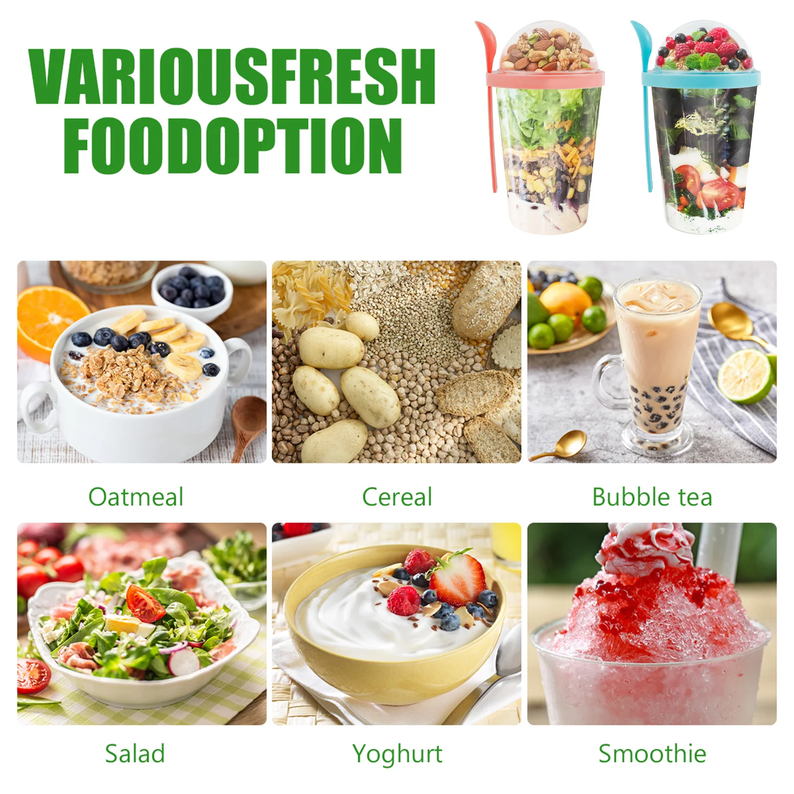 Yogurt Oatmeal Container Overnight Oats Container With Lid And Spoon Portable Leakproof Cereal And Milk Container Cereal Salad 3