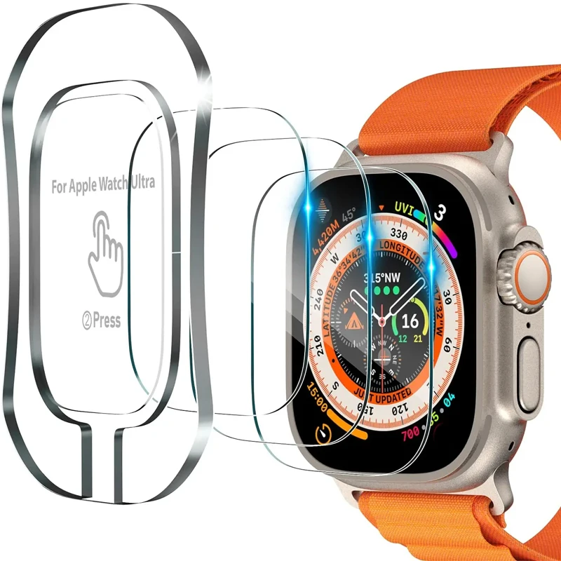 Premium Tempered Glass Screen Protector with Easy Installation Kit for Apple Watch Ultra 49mm - Full Coverage Design