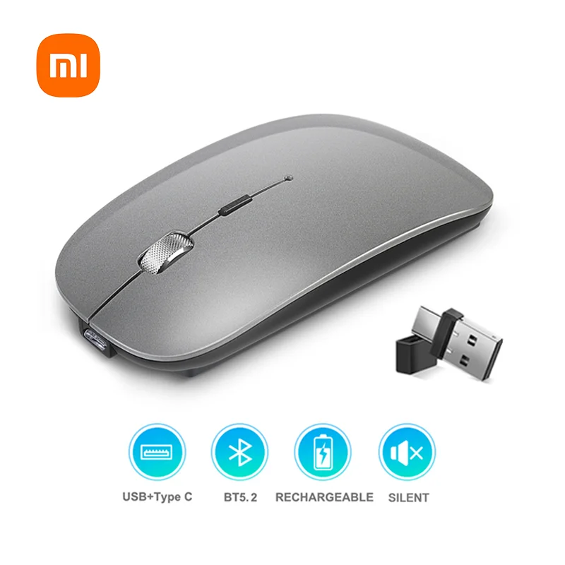 Xiaomi Wireless Dual Mode Mouse Bluetooth 2.4G Type-C Rechargeable 1600DPI for Phones Tablets Computers