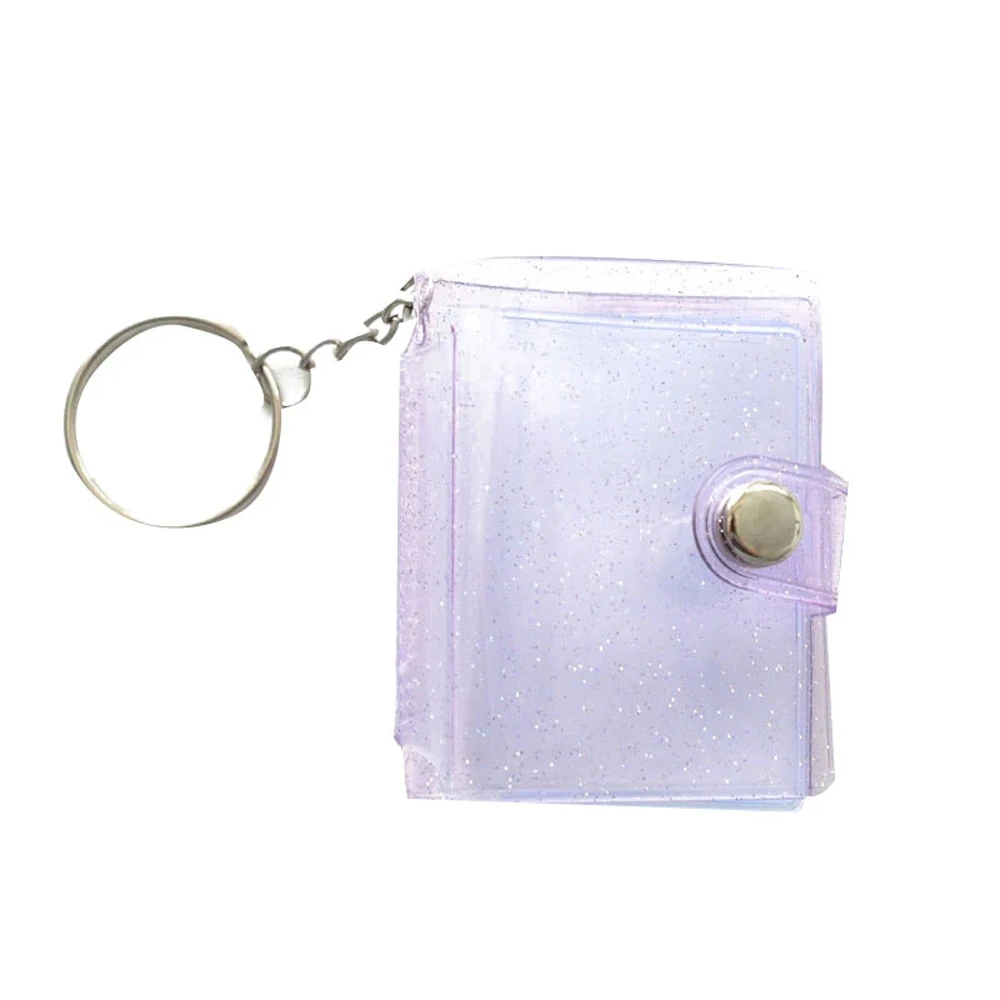 Transparent High quality 16 Pockets Card Stock 1 Inch Photos Holder Keychain Photo Card Holder Mini Photo Album Binders Albums