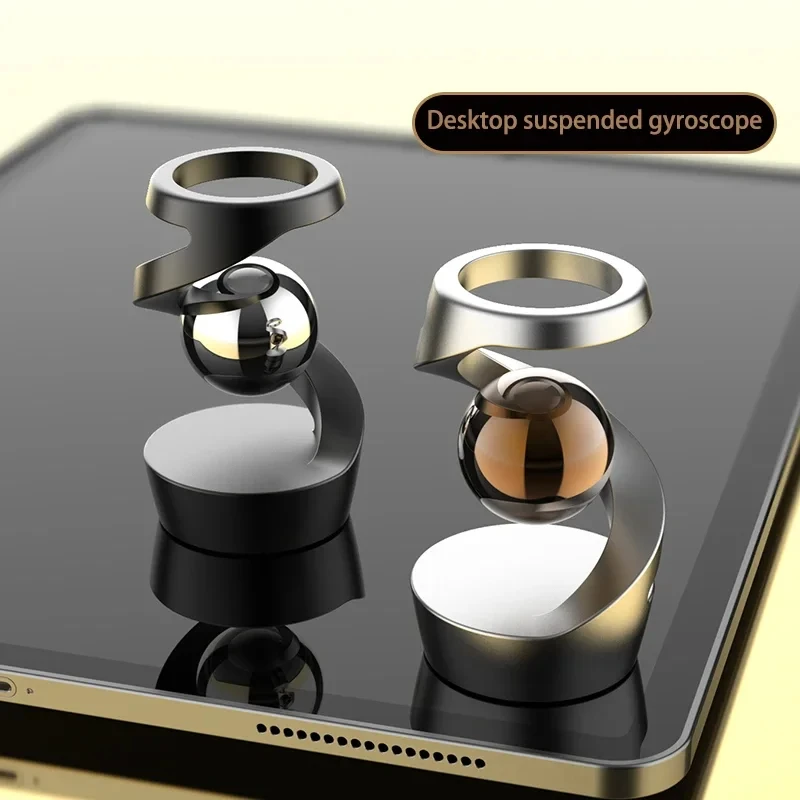 Metal Gyroscope Toy With Magnetic Base - Desk Sculpture & Physics Motion Toy