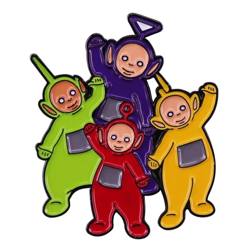 Teletubbies Anime Spille Da Bavero Zaino Jeans Spilla Smaltata Spilla Gioielli Moda Donna Regali Distintivi Per Cartoni Animati